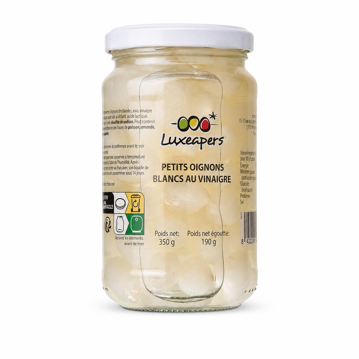 K Oignons Blancs au Vinaigre * 12 Boc. 37cl LUXEAPERS